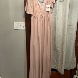 Emily Empire Maxi Bridesmaid dress- Dusty Blush Crisp. Size medium
